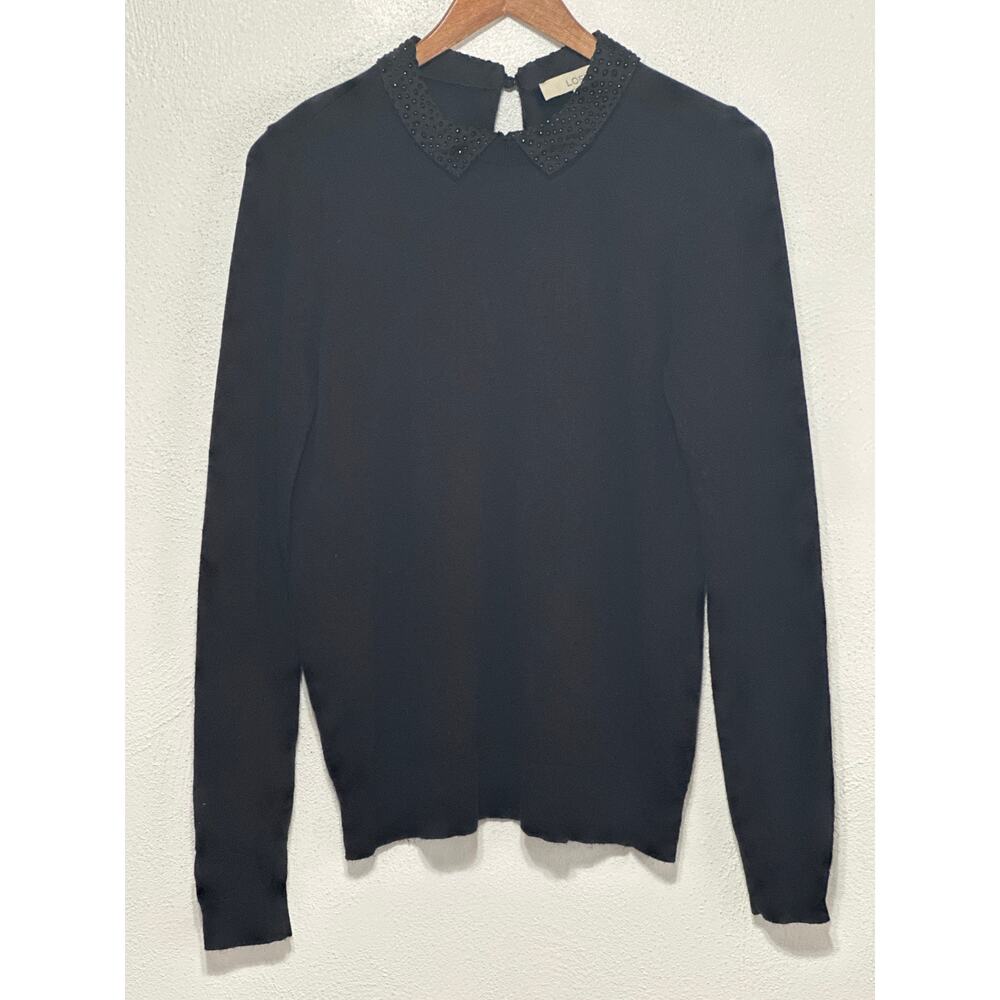 VTG Loft Wool Blend Lightweight Peterpan Collar M Black Wednesday Adams Preppy